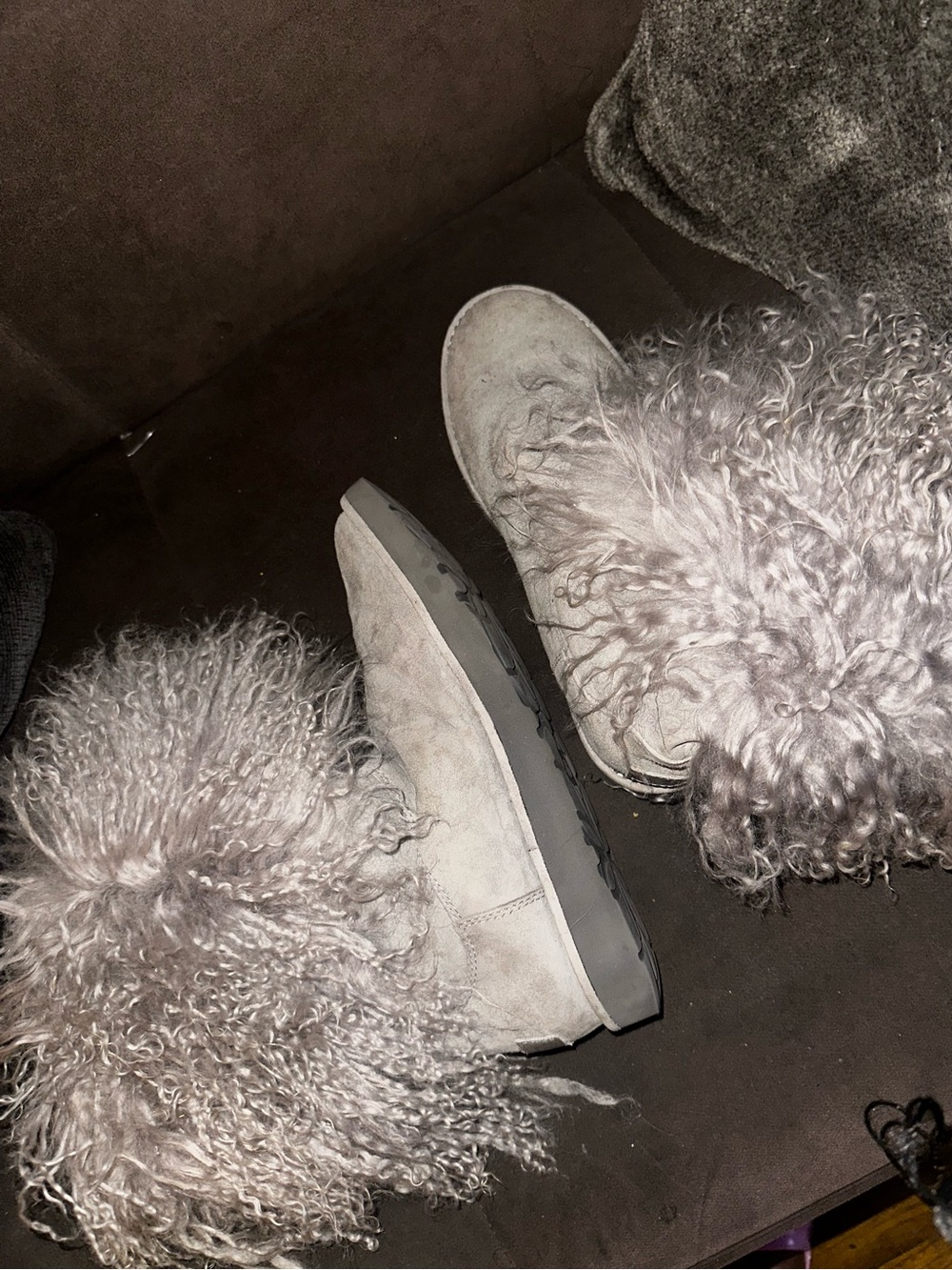 UGG. Grey Fur Winter Boots